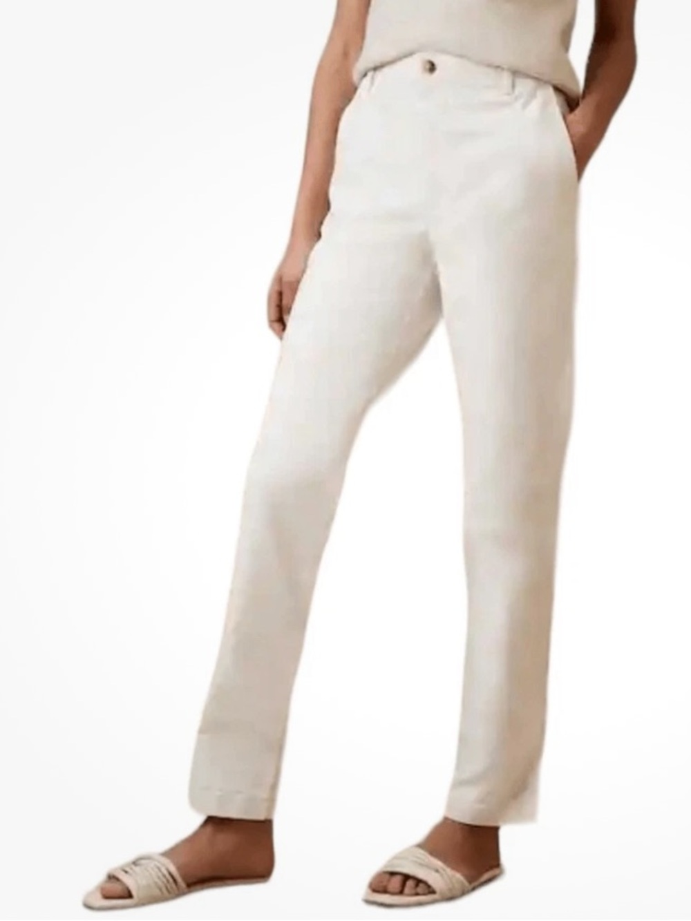 Banana Republic‎ Chino High Rise Straight-Leg Pants in Cream. 14. NWT